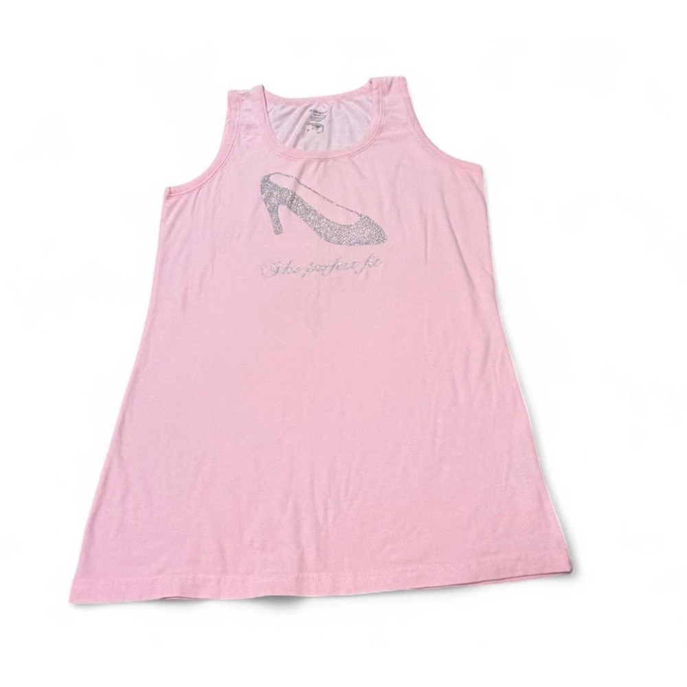 Disney Store Cinderella Glass Slipper The Perfect Fit Pink Rhinestone Tank Top M